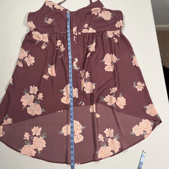 Torrid Size 1 Top Pastel Pink Floral Lexie Georgette Baby Doll Cami High Low - Picture 12 of 13